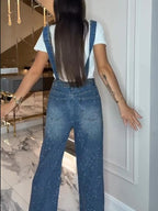 Ripped Denim Overalls
