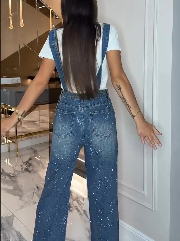 Ripped Denim Overalls