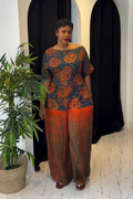 Sunset Ankara Tie-Waist Palazzo Jumpsuit
