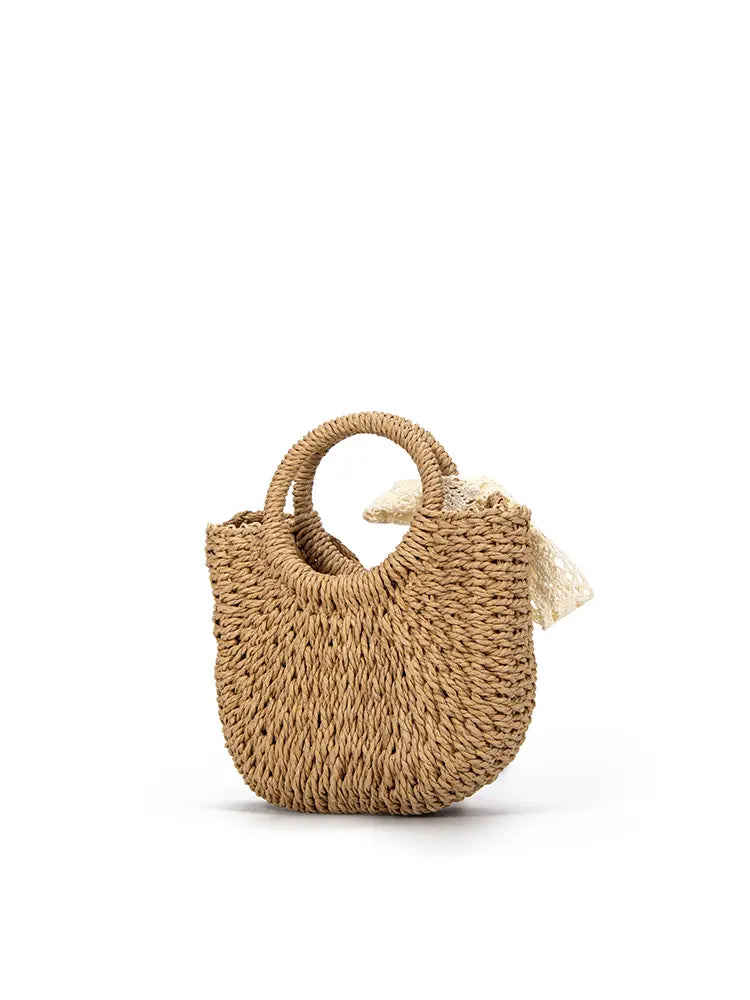 Woven Beach-Style Mini Basket Shoulder Bag