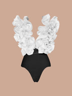 Ruffled V-Neck Mixed Colors Swimsuit Set