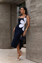 Ophelia Floral Cut-Out Midi Dress – Bold Summer Elegance