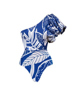 One-Shoulder Ruffle Floral Swimsuit Set
