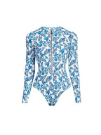Green Zip-Up Floral Surf Swimsuit Set