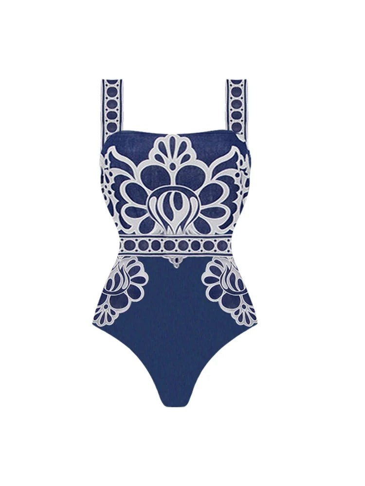 Ethnic Print Swimsuit Set