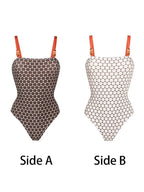 Luxury Reversible Swimsuit with Hermes-Inspired Print