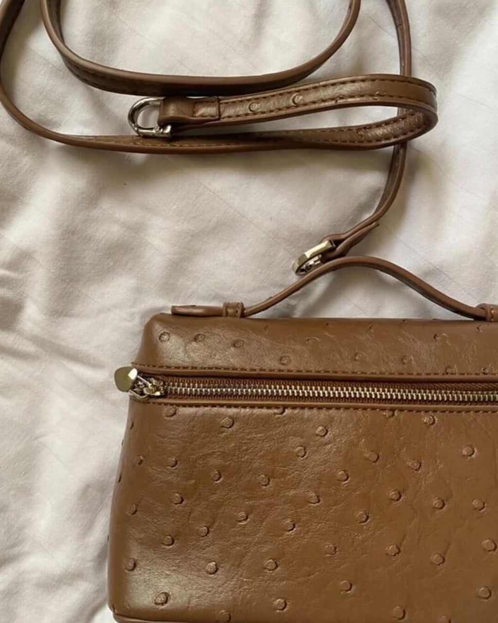 Harper Ostrich inspired Leather Vanity Bag