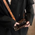 Premium Leather iPhone Case: Integrated Wallet & Detachable Strap