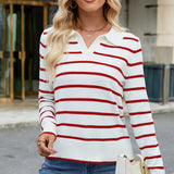 Spring Casual Striped Long-Sleeve Knit Sweater