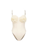 Floral Appliqué Solid One-Piece Swimsuit