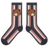 Cute Bear Striped Cotton Socks