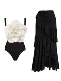 Floral Accent One-Piece Swimsuit Set