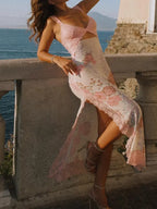 Floral Lace Plunge Maxi Dress