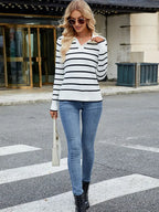 Spring Casual Striped Long-Sleeve Knit Sweater