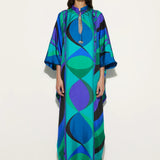 Psychedelic Swirling Iride Satin Kaftan