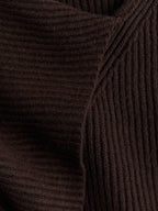 Loose Rib-Knit Scarf-Collar Sweater