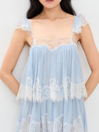 Lace Trim Crop Cami Top & Asymmetric Chiffon Skirt