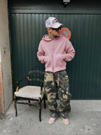 Camo Rhinestone Drawstring Cargo Pants