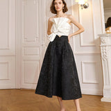 French A-Line Floral Jacquard  Skirt