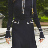 Long Sleeve Collared Knit Mini Dress