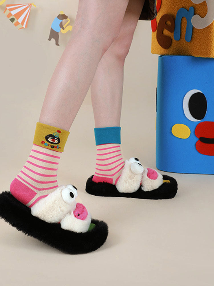 Cartoon Penguin Striped Socks