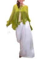 Flare Sleeve Long Pants Set