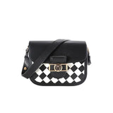 Checkerboard Saddle Crossbody Shoulder Bag