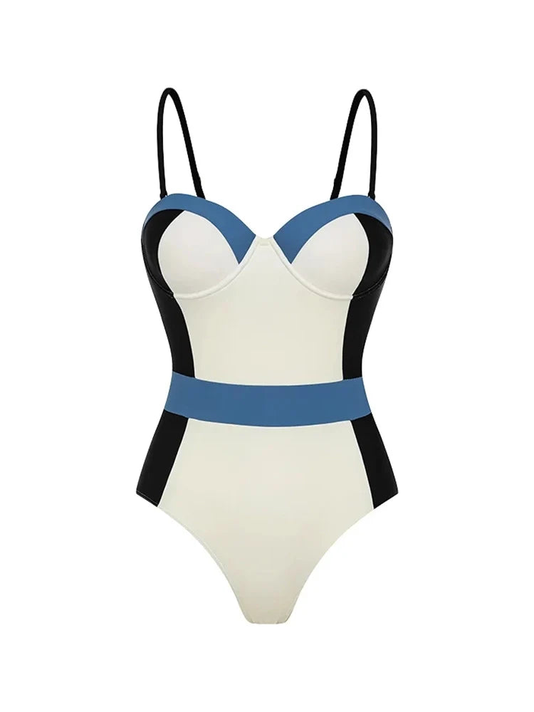 Colorblock Structured One Piece Swimsuit