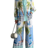 Beach-Inspired Palm Tree Pants Set