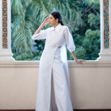 Soft-Structure Cutout Shirt & Wide-Leg Pant Set