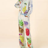 Ocean Theme Print Pants-Set