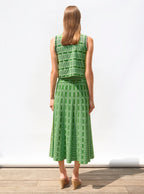 Green Floral Jacquard Skirt