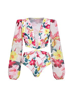 3D Floral Cutout Swimsuit One Piece Set