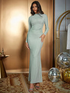 Simple Sexy Backless Long Sleeve Dress