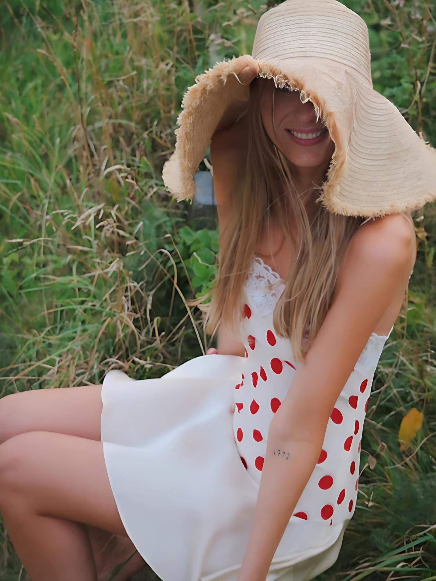 Cream & Red Polka Dot Lace Mini Dress