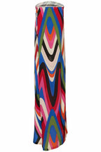 Strapless Side Slit Moiré Print Dress