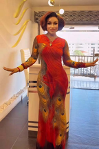 Phoenix Feather Bodycon Maxi Dress