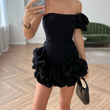 Flounced Bottom One Shoulder Bustier Dress
