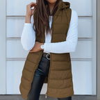 RAIN™ | Casual Sleeveless Hood Long Puffer Vest