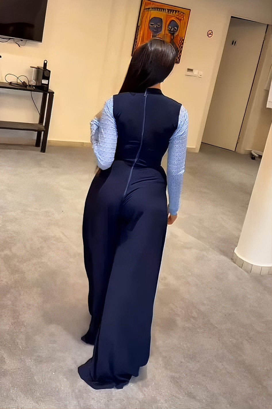 Smart Navy Layering Jumpsuit Set