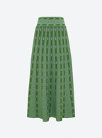 Green Floral Jacquard Skirt