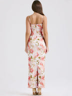 Pink Peony Satin Maxi Dress