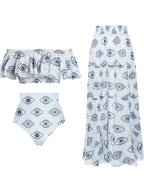 Ruffle Bandeau Evil Eye Bikini Set