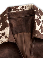 Retro Cow Print Suede Single-breasted Slim-fit Vest