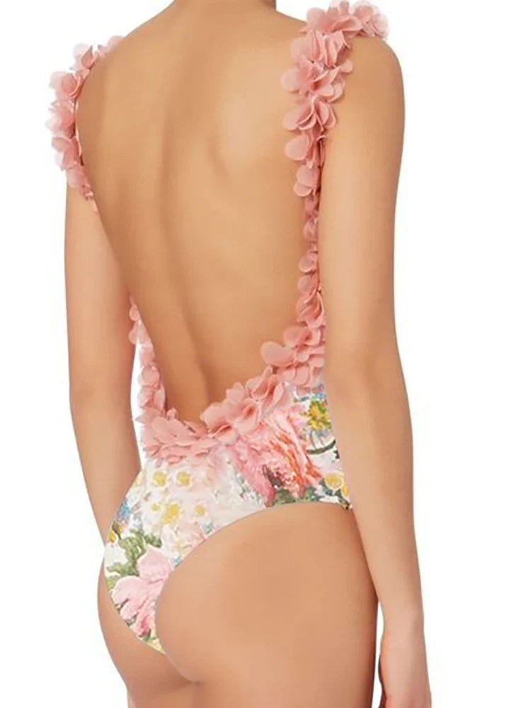 One-Piece Appliqué Sexy Bikini Swimsuit