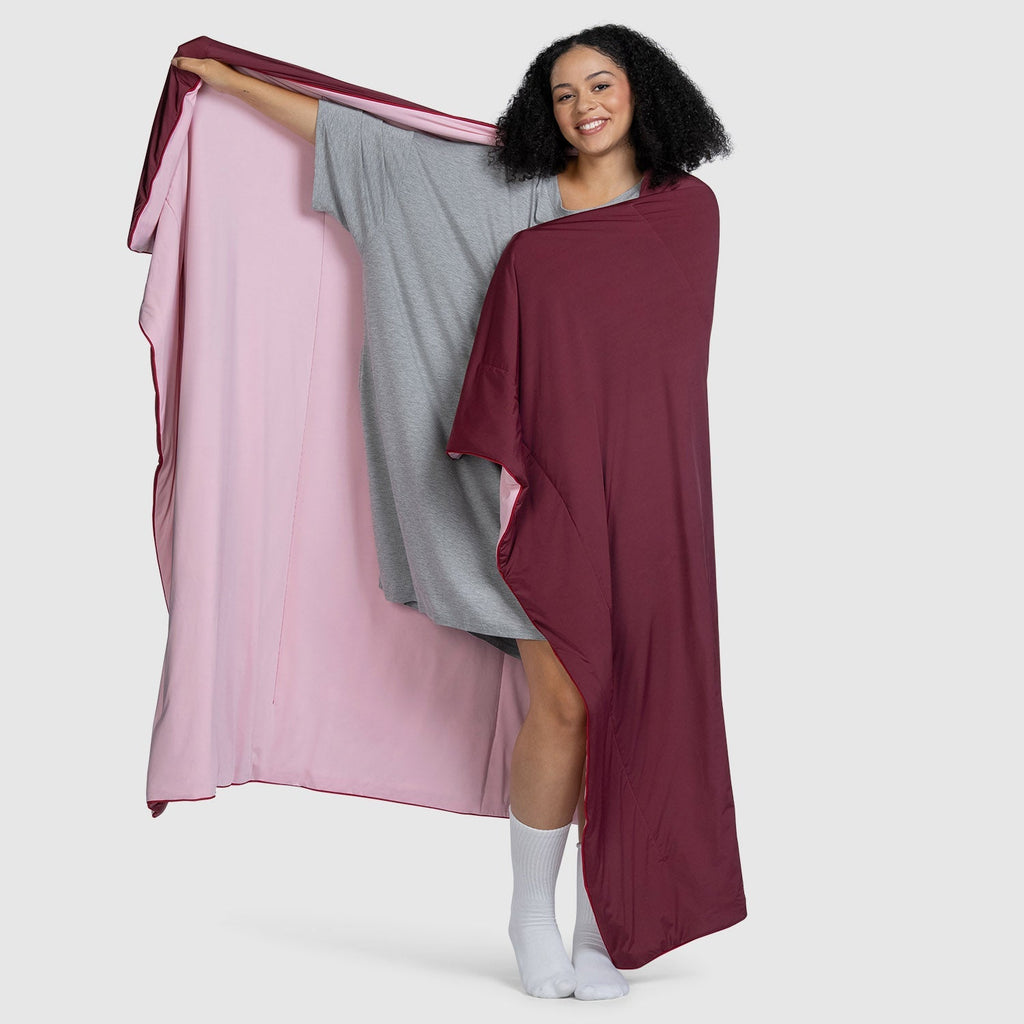 Pink/Burgundy Colour Block Cooling Blanket