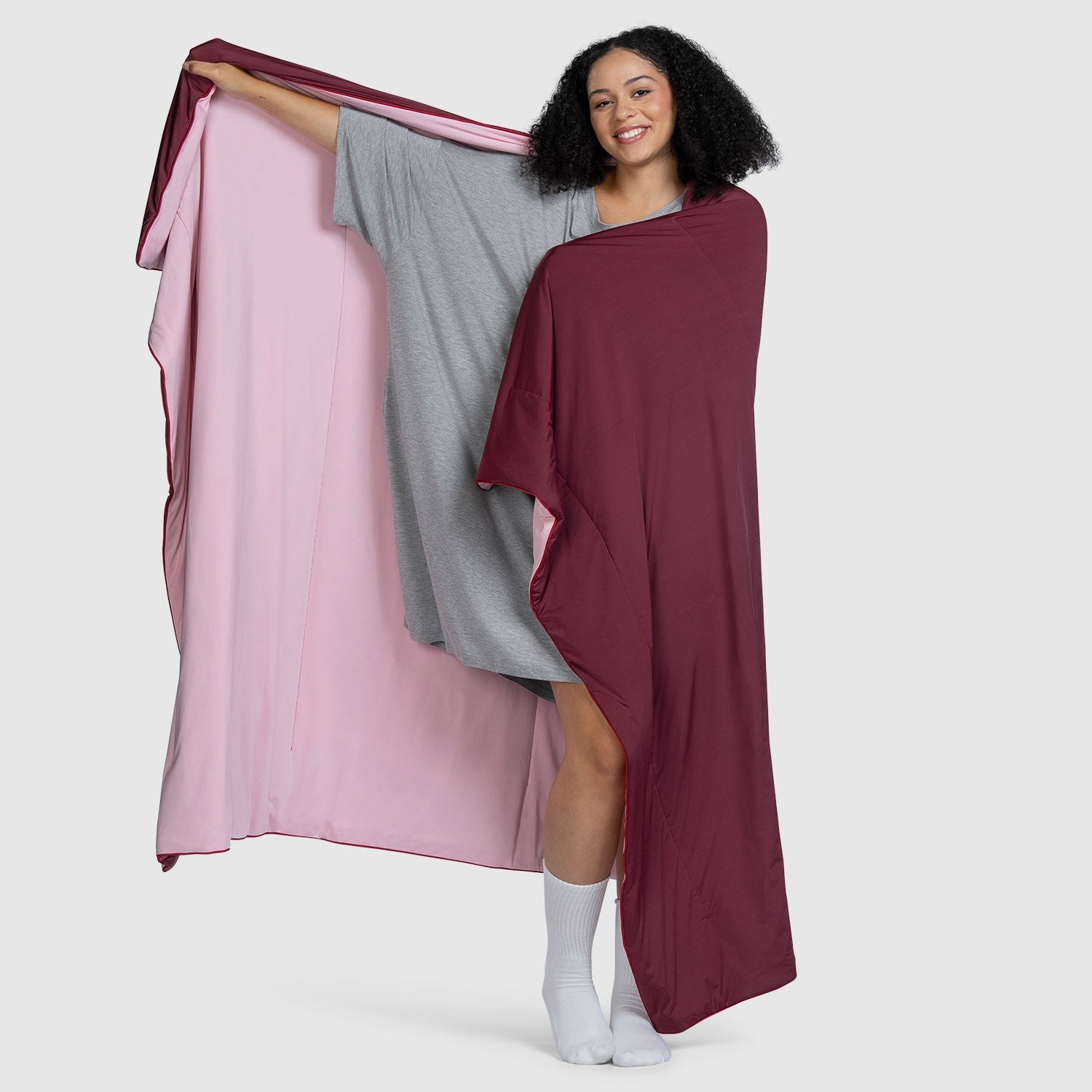 Pink/Burgundy Colour Block Cooling Blanket