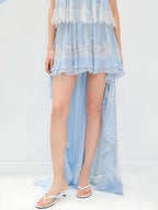 Lace Trim Crop Cami Top & Asymmetric Chiffon Skirt