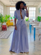 Blue Bar Skirt Set