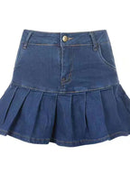 High-Waisted Ruffle Denim Skirt